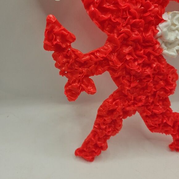 Vintage Melted Plastic Popcorn Cupid Decoration Valentine's Day 10" High - Picture 3 of 16
